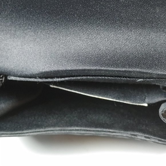 Vtg Carolyne Barton Black Evening Purse Rhinestone/Gold Button Closure Crossbody - Picture 6 of 8